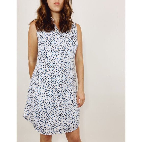 CAbi 5233 Camilla White Shirt Dress Animal Print - Picture 1 of 3